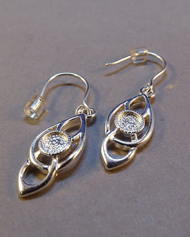 Silver Celtic Earrings For 4mm Cabochon