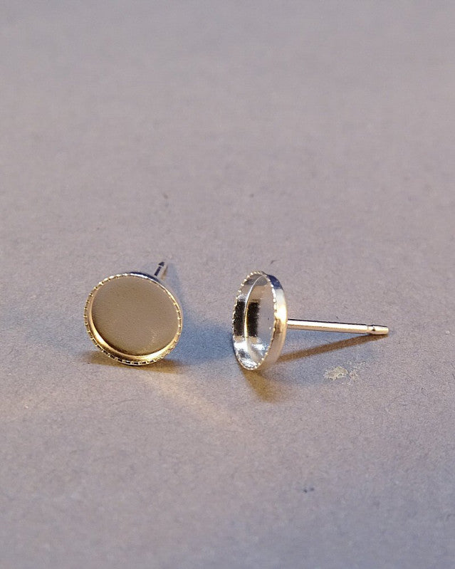 silver Light Weight Round Ear Stud Setting