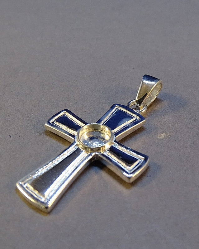 Silver Cross To Fit Cabochon 5mm