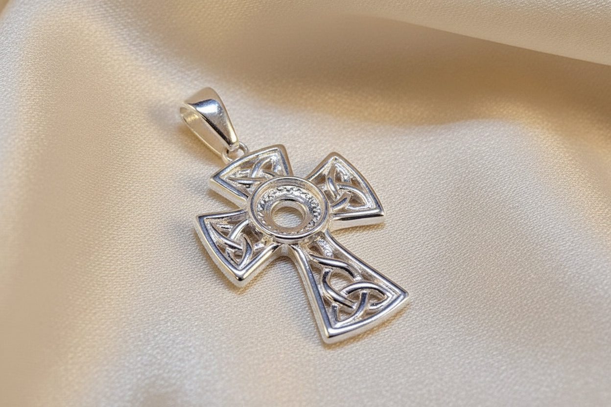 Silver Unset Cross For 6mm Cabochon