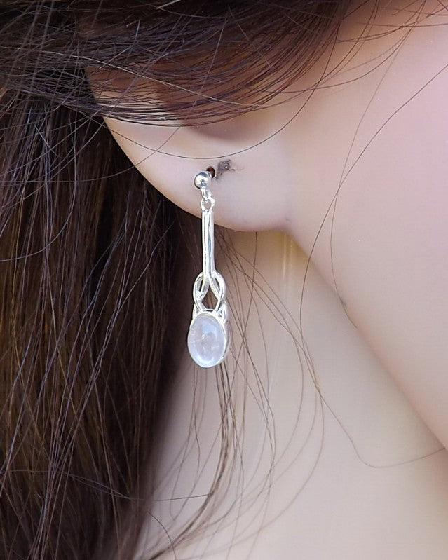 Silver Celtic Drop Earring For 8x6 Stones