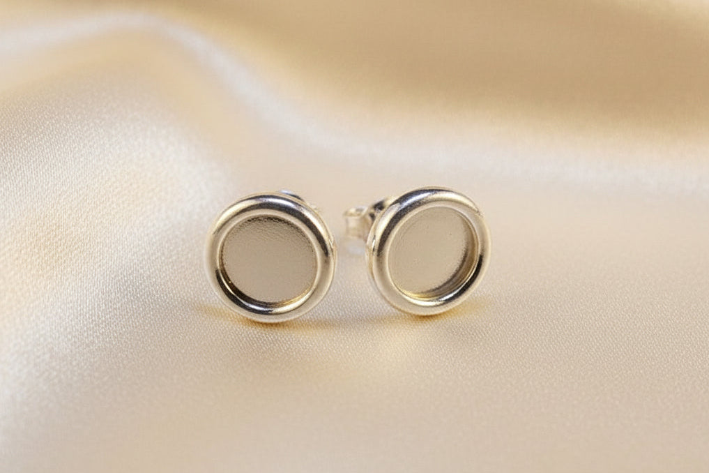 Plain Ear Stud Mounts For Stones Or Resin