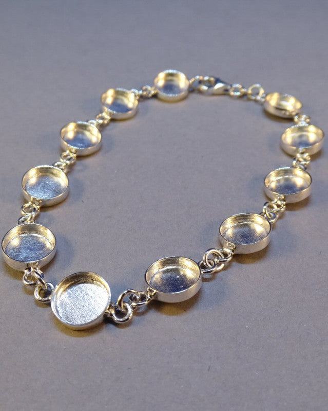 Silver Bracelet Mount For Resin or 11 8mm Cabochons