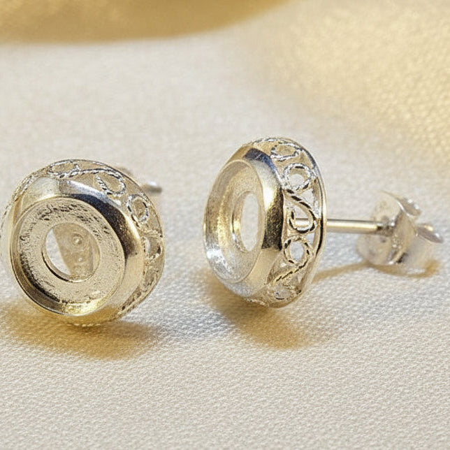 Domed Ear Stud Setting To Fit 6mm Stone