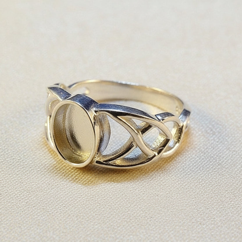 Unset Silver 8x6 Celtic Ring Setting