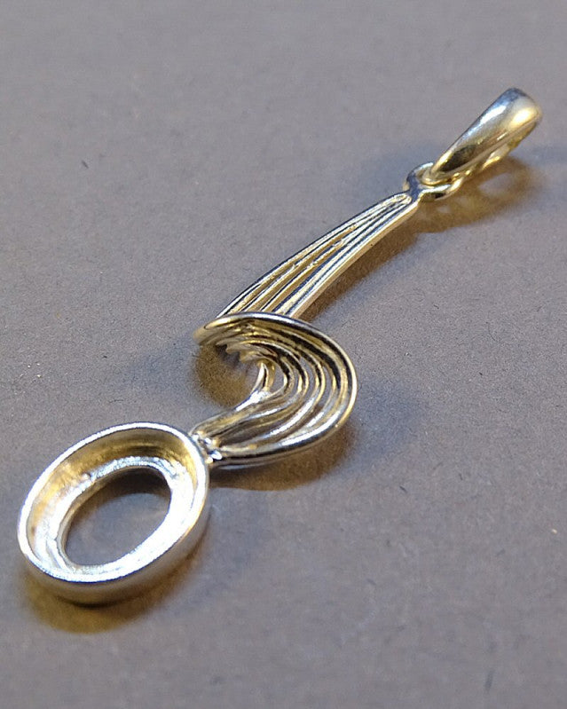 Silver Drop Pendant Mount To Fit 8x6 Cabochon