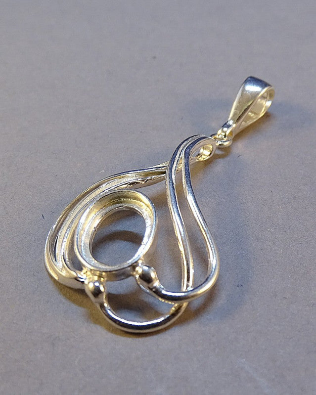 Silver 10x8 Cabochon Pendant Setting