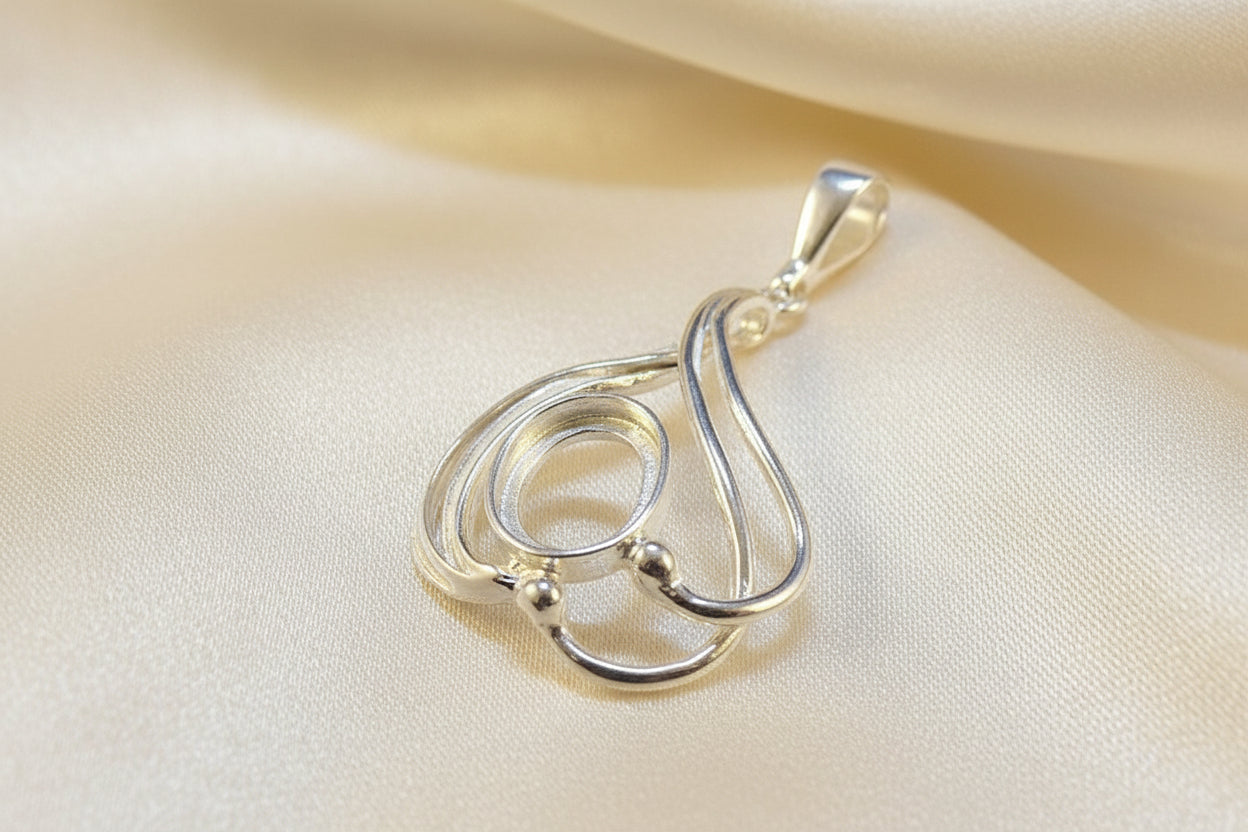 Silver 10x8 Cabochon Pendant Setting