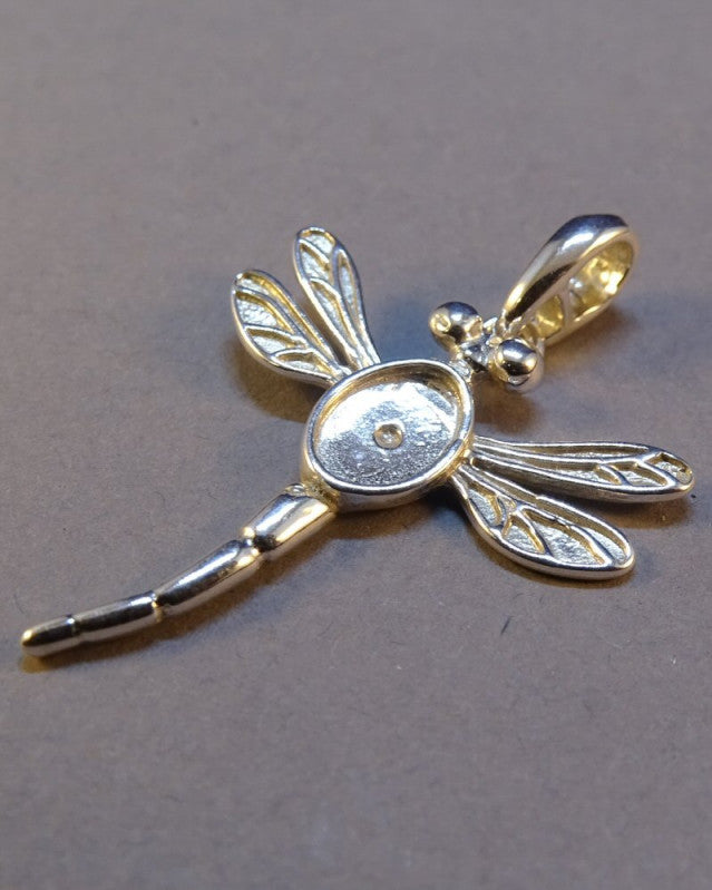 Silver Dragonfly Pendant Setting For 7x5