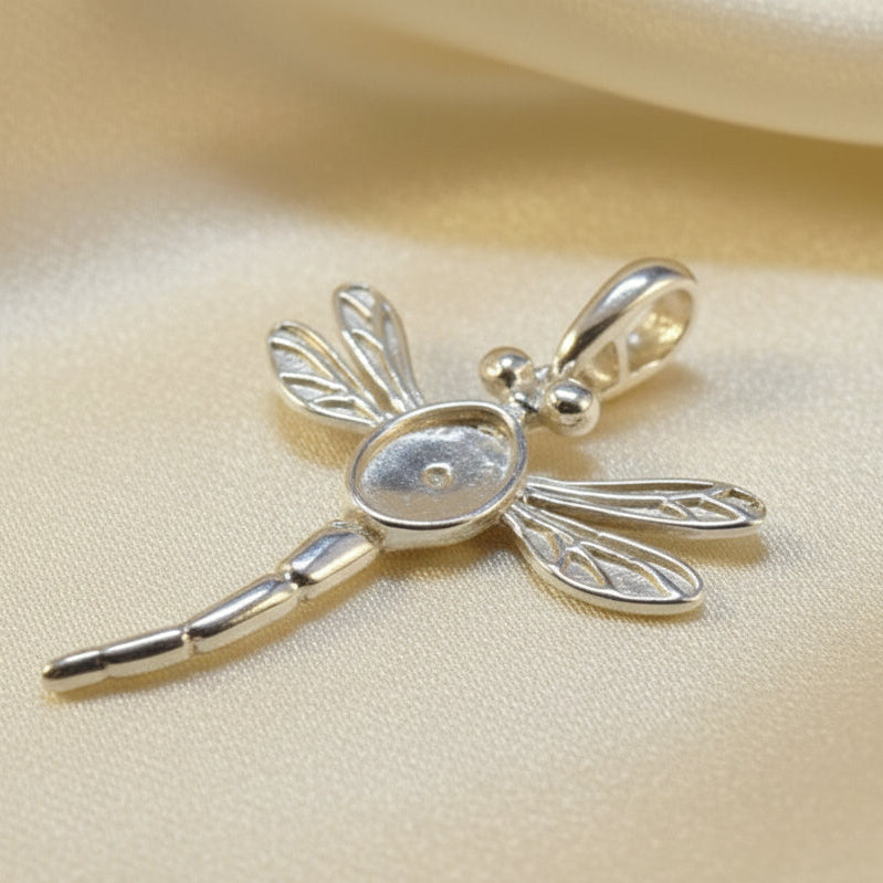 Silver Dragonfly Pendant Setting For 7x5