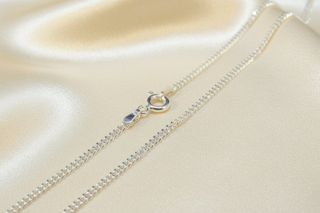 Silver Medium Weight Curb Chain Available In 18 inch