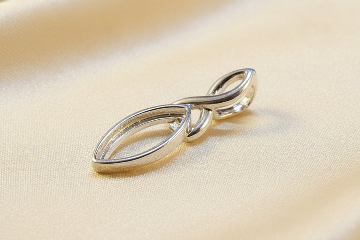 Unset silver marquise pendant mount for 14x7