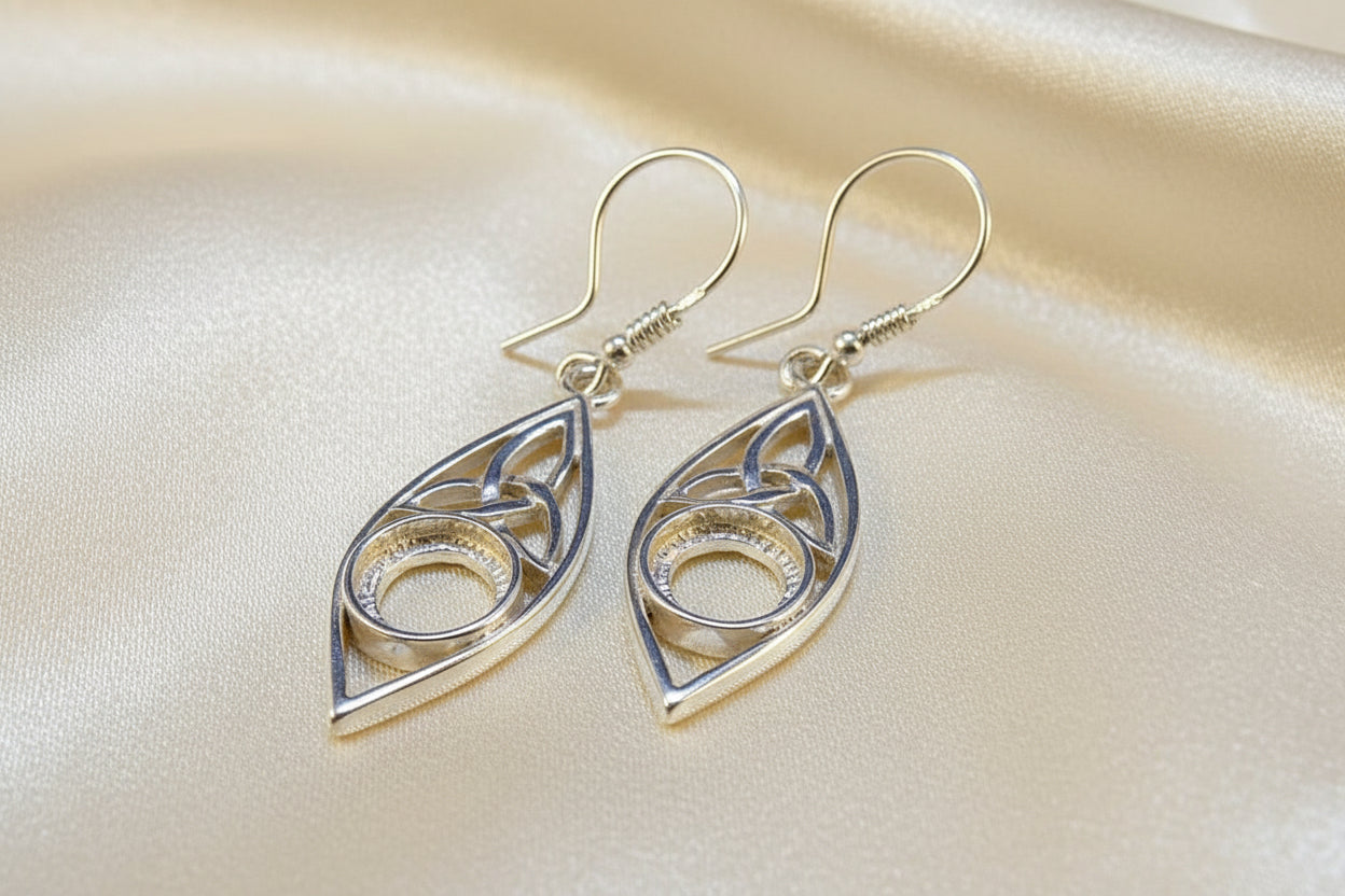Silver Celtic Drops For 8mm Cabochon