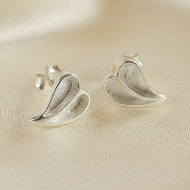 Solid Silver Split Heart stud earrings suitable for resin etc