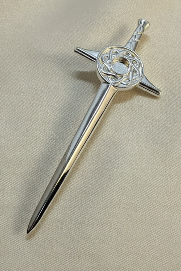 Solid Silver sword style Kilt Pin