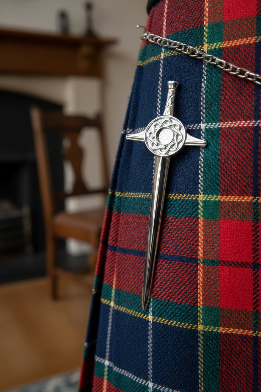 Solid Silver sword style Kilt Pin