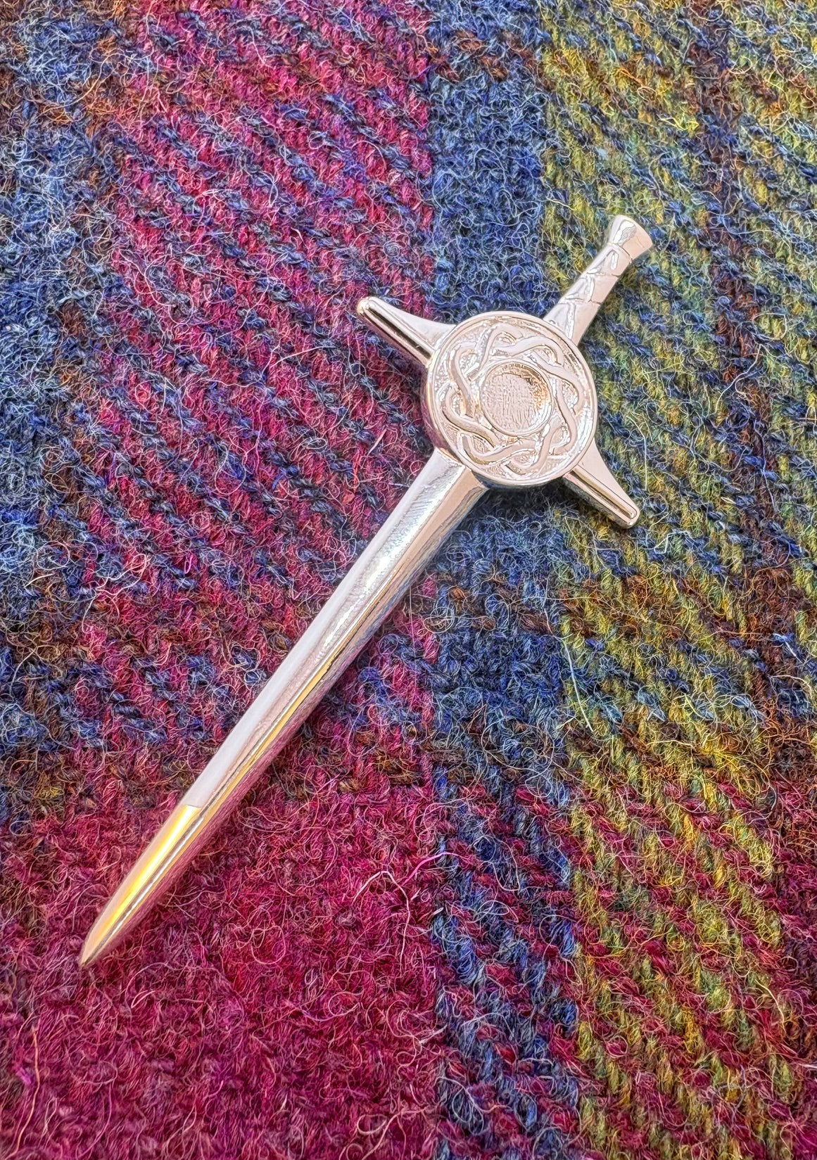 Solid Silver sword style Kilt Pin