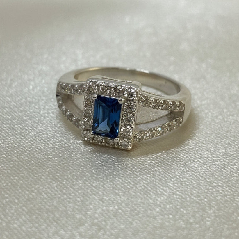 Solid Silver Ring With CZ Stones Made specially  For Resin