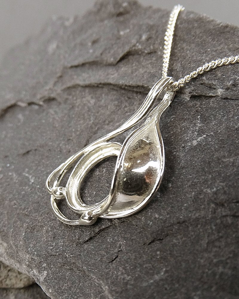 Silver Pendant Unset For A 10x8 Cabochon Gemstone