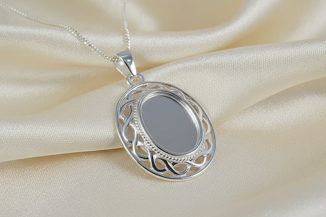 silver celtic pendant blank for 14x10 or resin