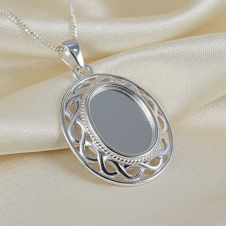 silver celtic pendant blank for 14x10 or resin