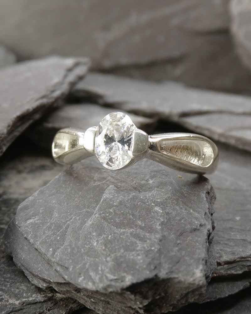 Stunning Silver Solitaire  Ring With Shoulder Channel For Resin