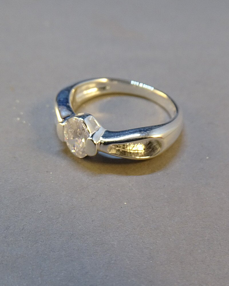 Stunning Silver Solitaire Ring With Shoulder Channel For Resin
