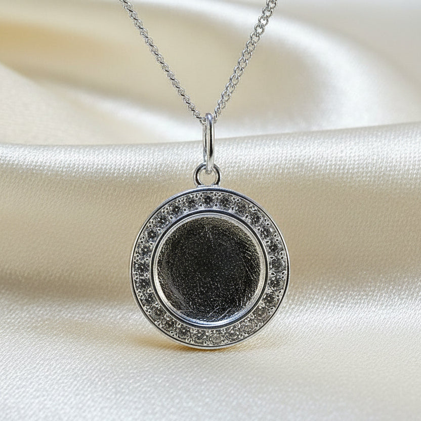 Solid Silver And CZ Locket suitable for cabochons or Resin