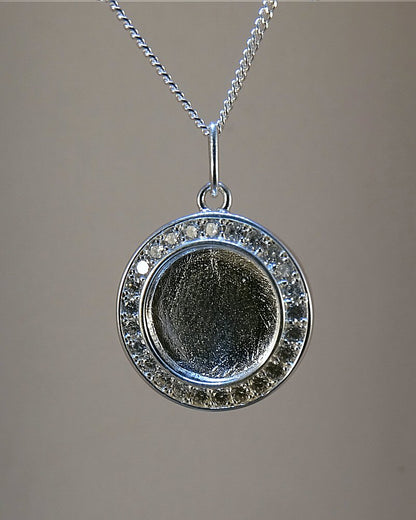 Solid Silver And CZ Locket  suitable for cabochons or Resin