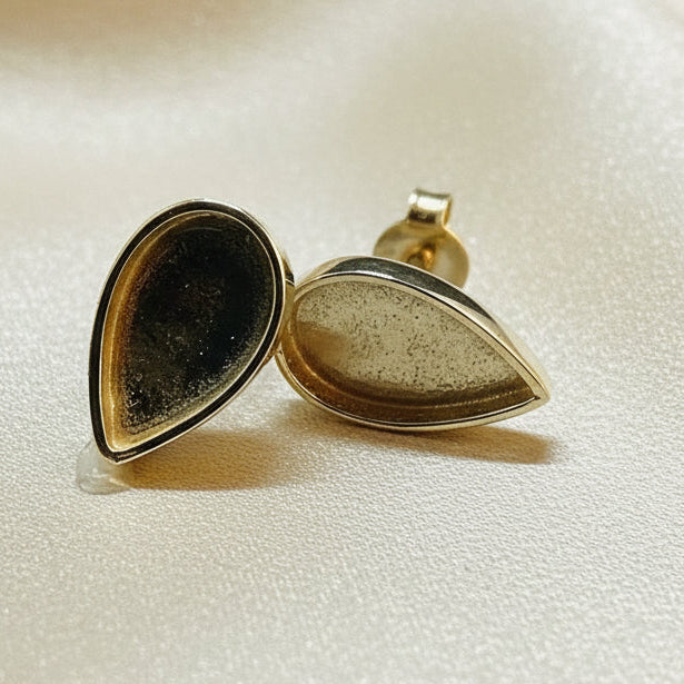 9CT Gold Pear Shape Stud Earring Settings To Fit approx 10x7