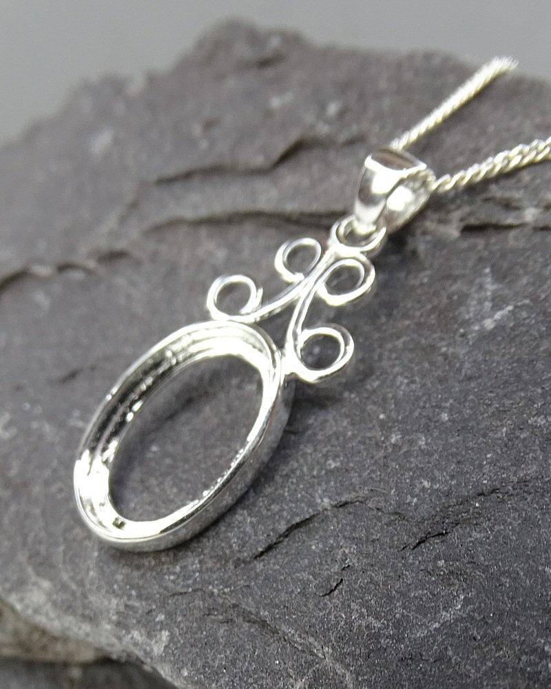 Simple Silver 925 Pendant Mount With Scroll Top