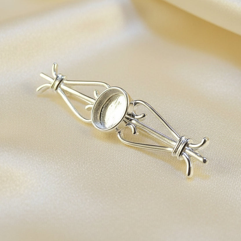 Solid Silver Bar Brooch For Resin Or Cabochons