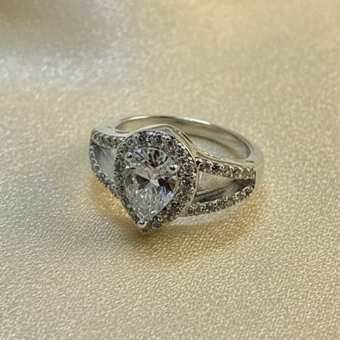 Silver dress ring with stunning pear shape cz Made Specially For Resin