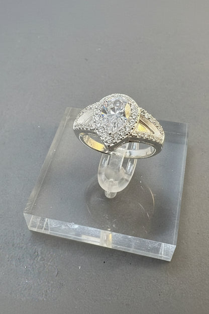 Silver dress ring with stunning pear shape cz Made Specially For Resin