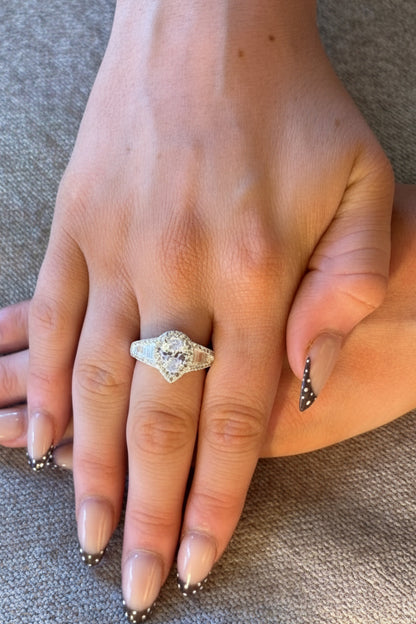 Silver dress ring with stunning pear shape cz Made Specially For Resin