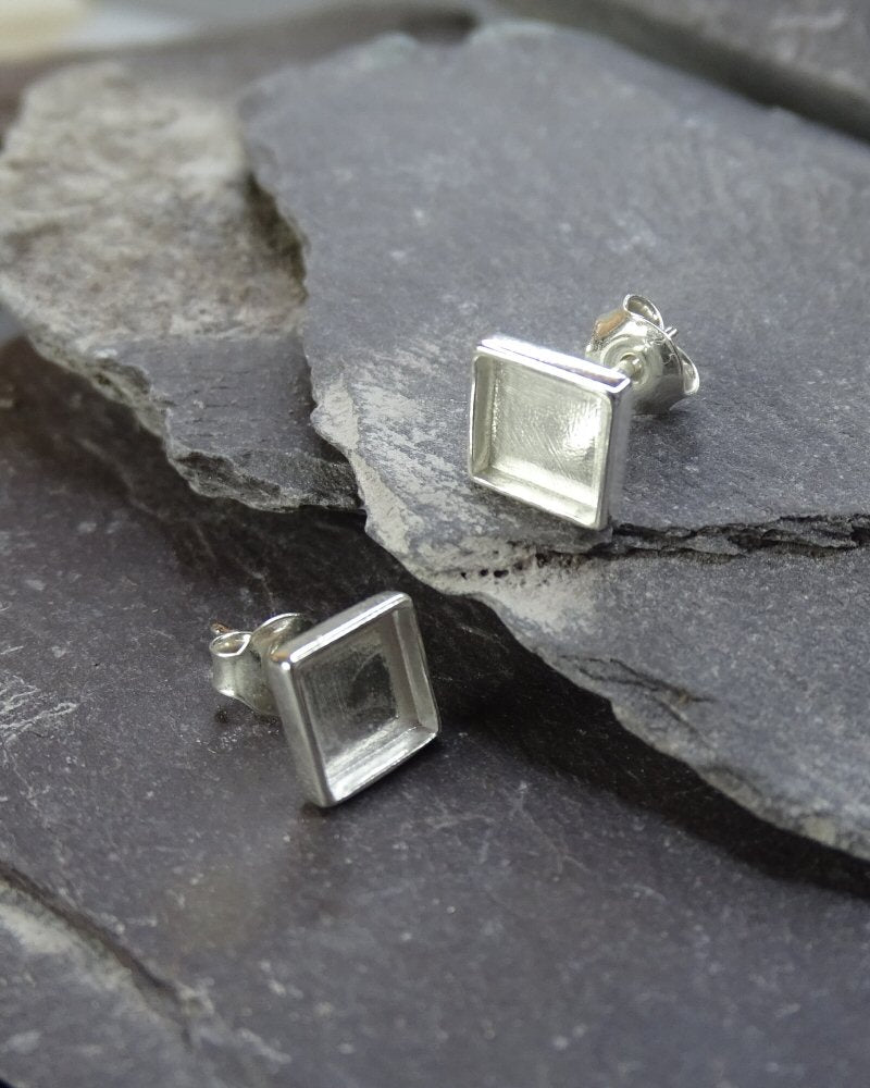 Square Silver Earring Setting Approx 6mm