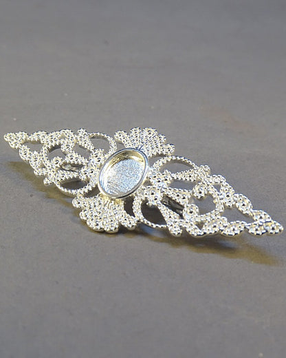 Solid Silver Fancy Brooch Suitable For  a 8x6 cabochon or Resin