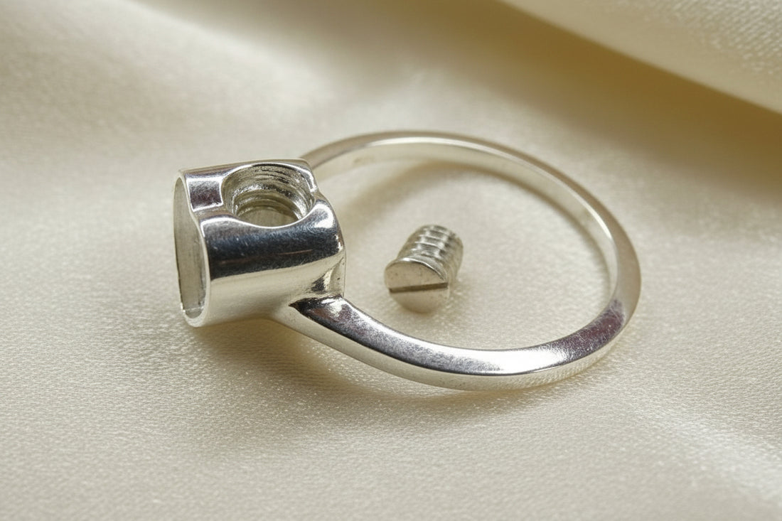 Solid Silver Self Fill Ashes Ring With Heart Top Suitable For Resin