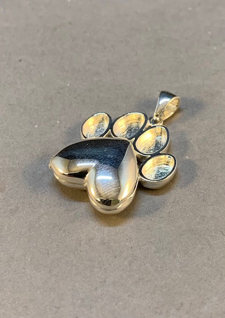 Solid Solid Silver Dog Paw Locket Suitable for Resin