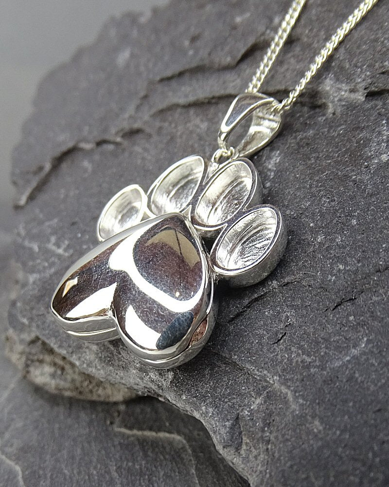 Solid Solid Silver Dog Paw Locket Suitable for Resin