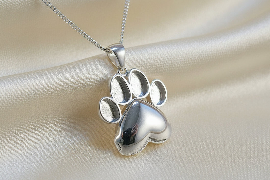 Solid Solid Silver Dog Paw Locket Suitable for Resin