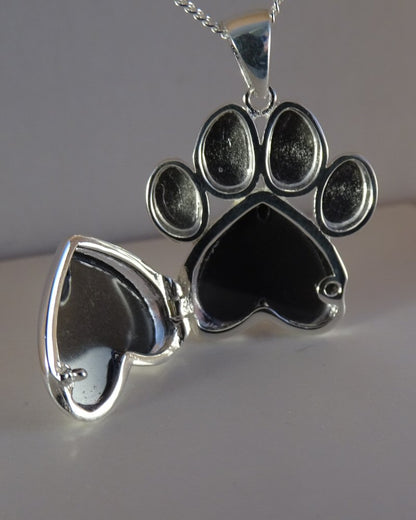 Solid Solid Silver Dog Paw Locket Suitable for Resin