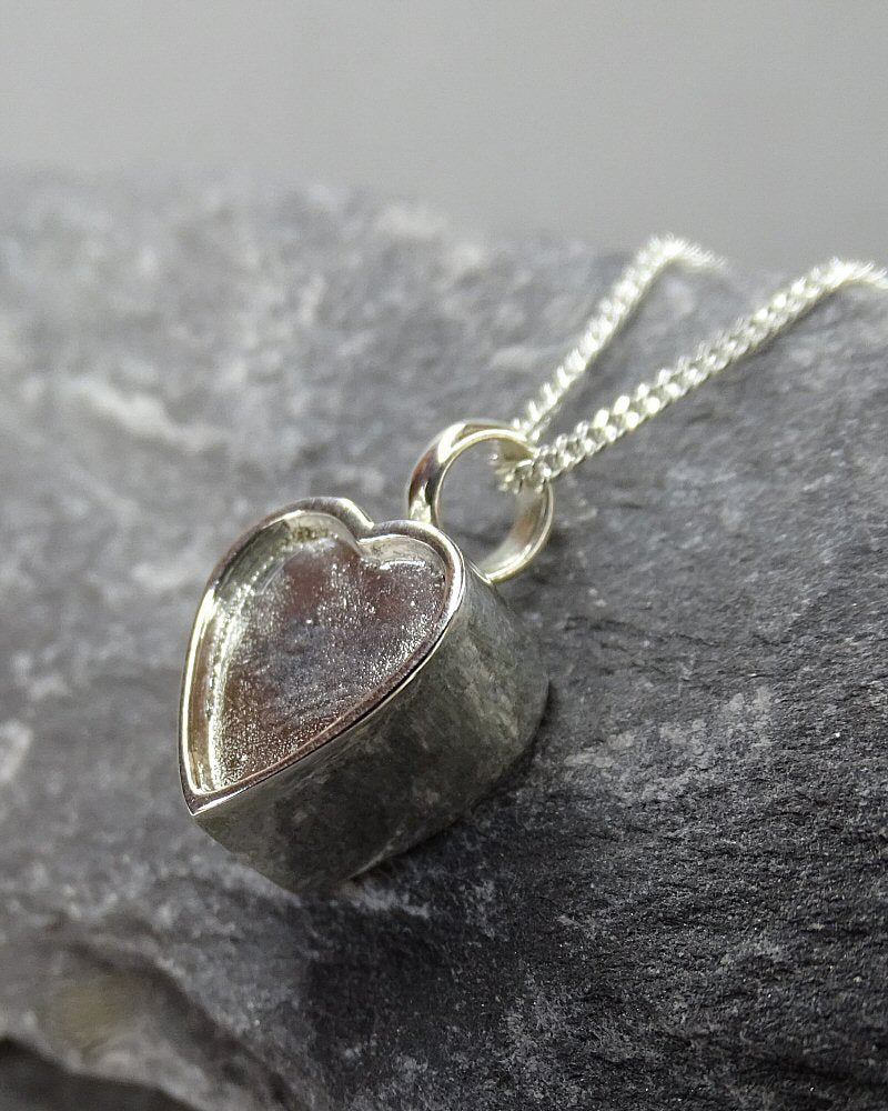 Solid Silver Self Fill Ashes Pendant with Heart Top