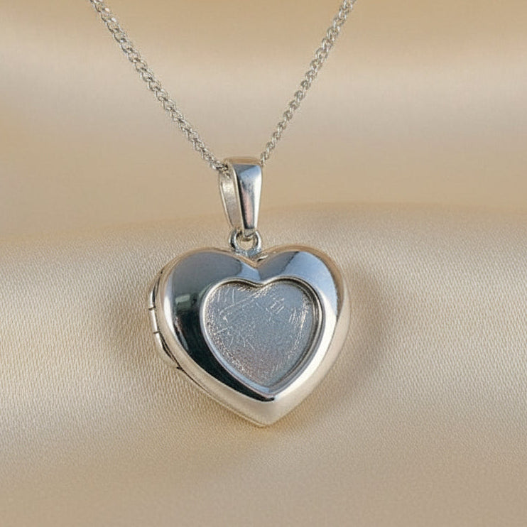 Solid Silver Heart Locket suitable for resin memorial