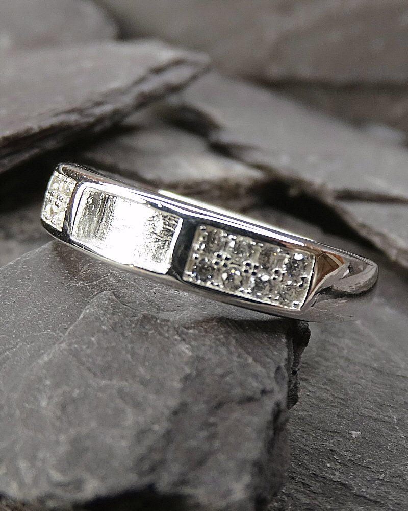 Silver Band Ring With Channel for Resin and sparking cz stones