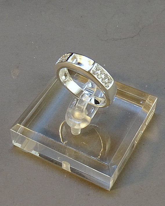 Silver Band Ring With Channel for Resin and sparking cz stones
