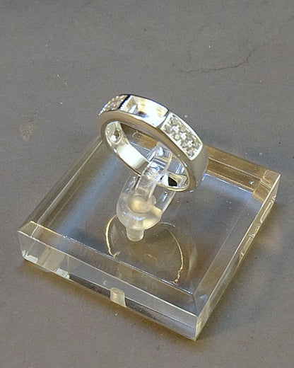 Silver Band Ring With Channel for Resin and sparking cz stones