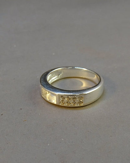 Silver Band Ring With Channel for Resin and sparking cz stones
