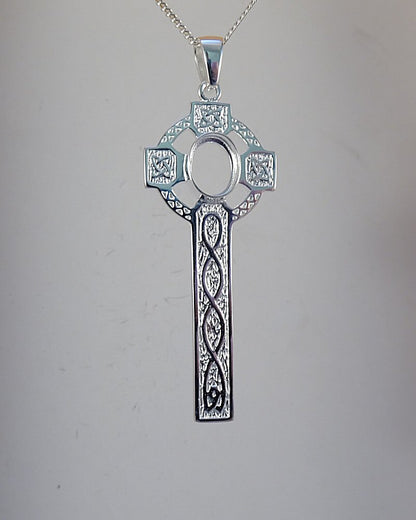 Unset Silver Celtic Cross Ready To Fit A 8x6mm Cabochon