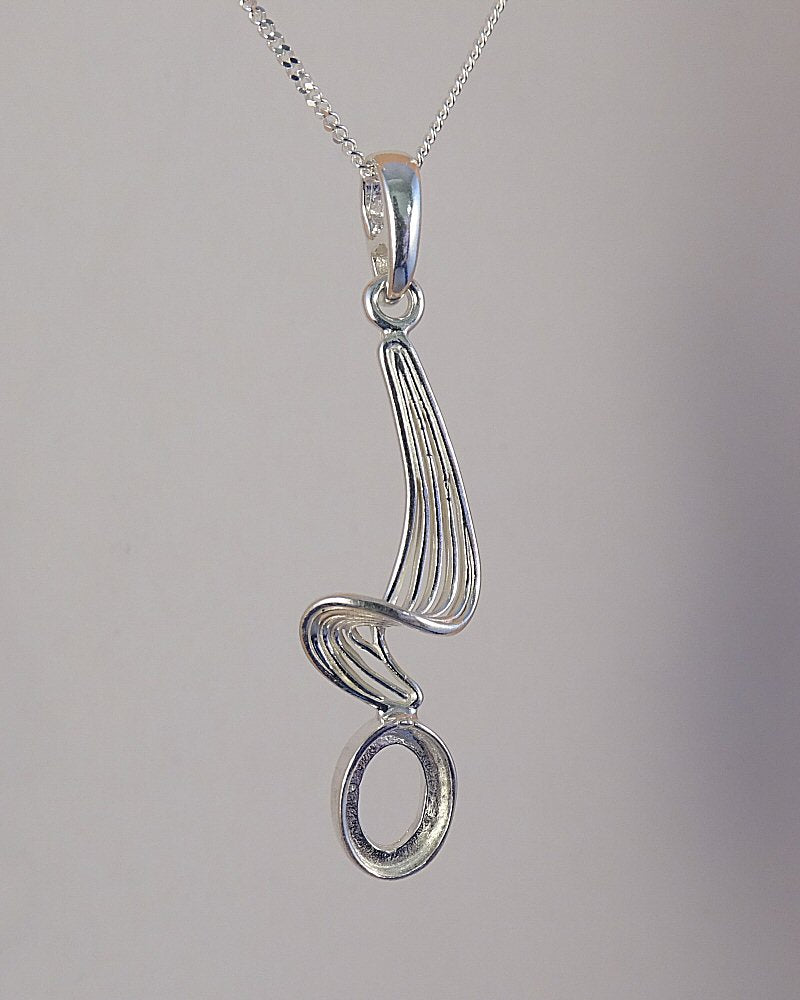 Silver Drop Pendant Mount To Fit 8x6 Cabochon